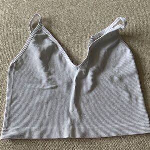 Forever 21 White Ribbed Crop Top